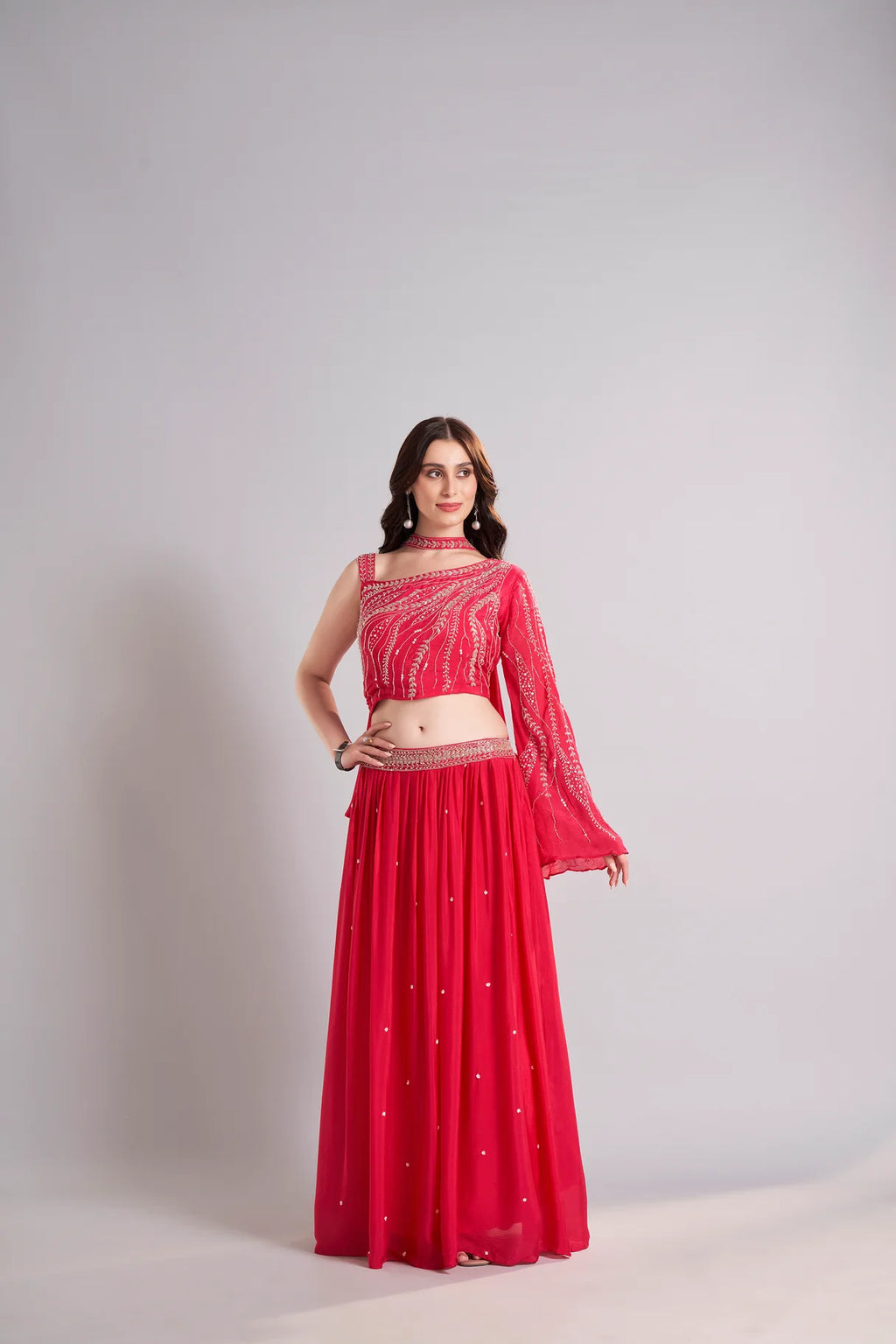 Crimson Cascade Lehenga