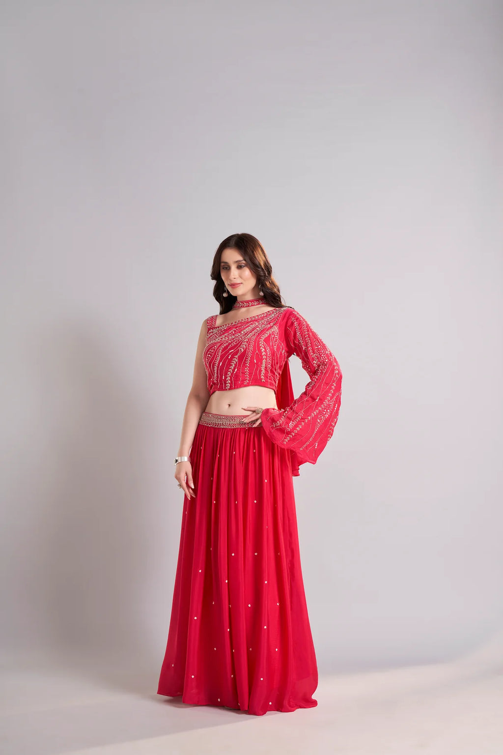 Crimson Cascade Lehenga