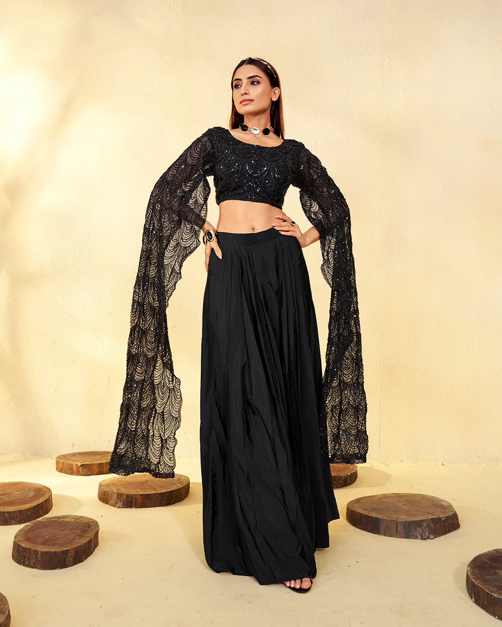 Black Royale Sequin Lehenga Ensemble